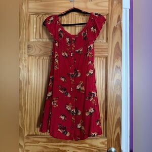 Floral Red Dress